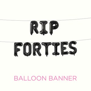 R.I.P Globo de aluminio de los años cuarenta, letras negras, pancarta de 50 cumpleaños, Death To My Forties, suministro de fiesta de bruja gótica, decoración para fotomatón