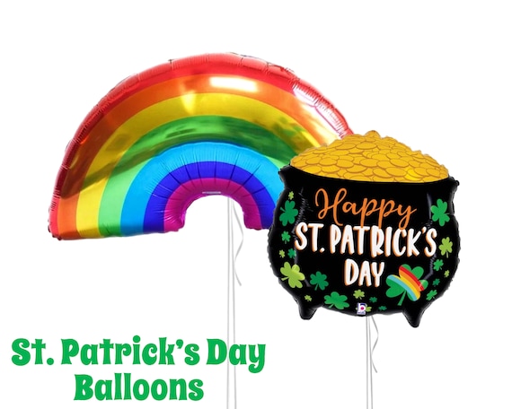 St. Patrick’s Day Balloons Pot O Gold Lucky Leprechaun Rainbow Floating Balloons St Patty’s Centerpiece Entryway Guest Welcoming Il_570xn