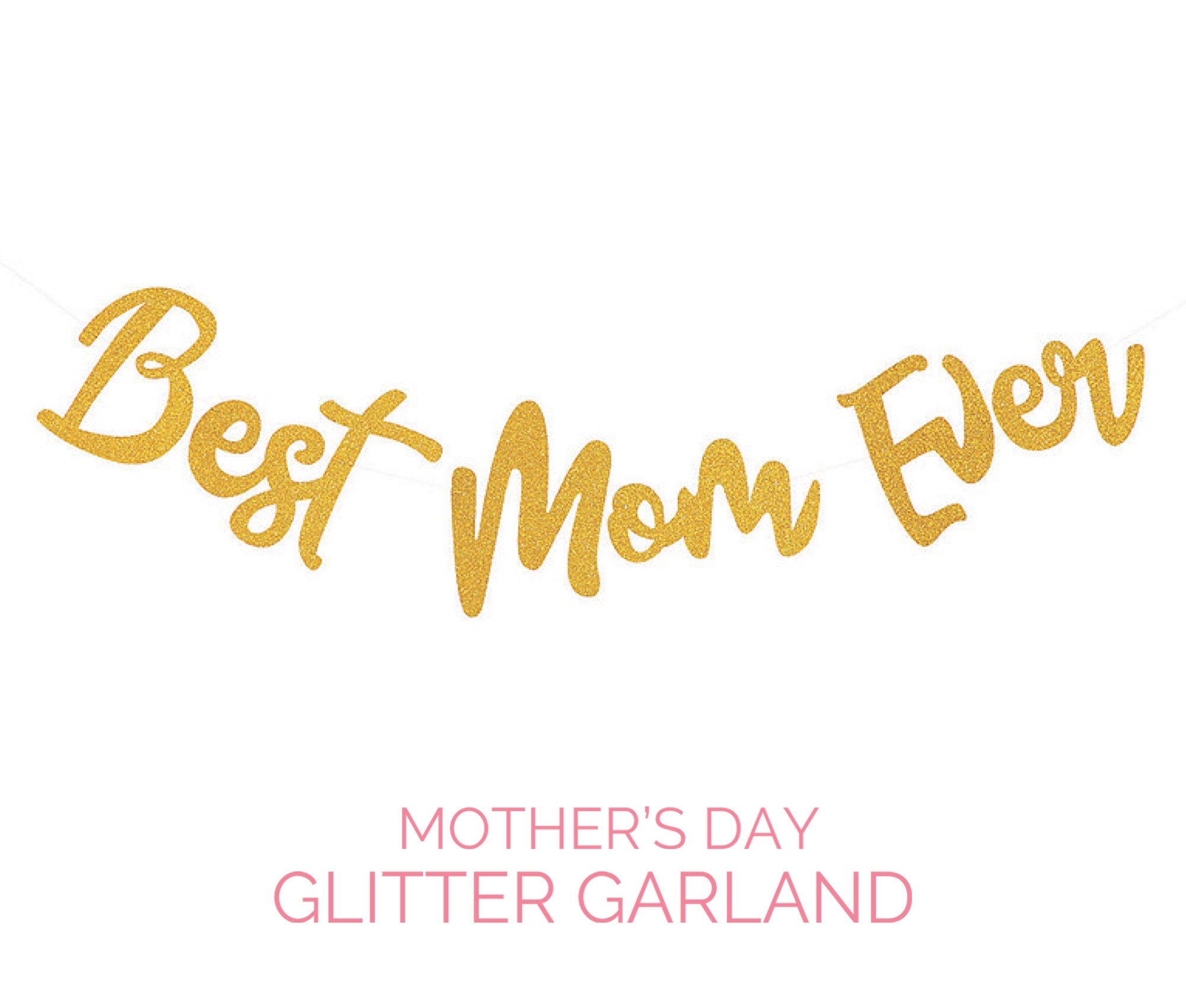 We Love Mom Glitter Bunting Banner Garland for Mothers Day Party Decoration We Love Mom Glitter Bunting Banner Garland for Mothers Day Party Decoration