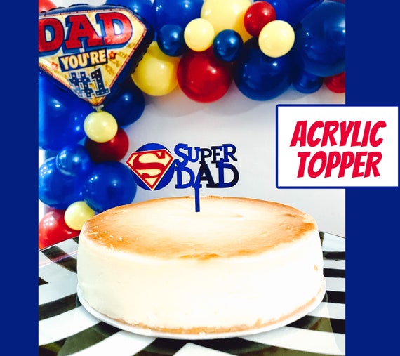 Super Dad Cake Topper Blue Acrylic Superman Theme Cupcake Stick Father’s Day Birthday Daddy Superhero Cake Decoration Supply Il_570xn