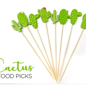 Pics à nourriture pour cactus avec bâtonnets en bois Hors-d'oeuvre Fruits En-cas pour garniture Brochettes Cactus Arizona occidental Cinco de Mayo mexicain Articles de fête