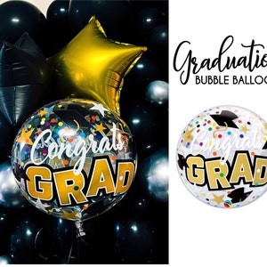 CONGRATS GRAD Clear Bauble Balloon Graduation Decoration Class 2023 Party Supply Entryway Event Hall College University Graduate