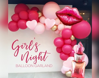 Kit de globo romántico DIY Arch Lipstick Maquillaje Desfile de moda Lámina grande Labio Cumpleaños Boda Despedida de soltera Despedida de soltera Decoración de fiesta temática