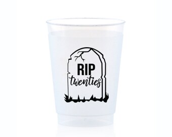 RIP Twenties Plastic Cups 30 Birthday Party Supply Minimalist Disposable Drinkware Funny Rude Printed Beverage Cocktail Cup R.I.P 20s