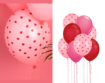 Galentine’s Day Balloon Bundle Red Pink Hearts Minimalist Gift Party Decoration Romantic Valentine Engagement Proposal Photo Prop