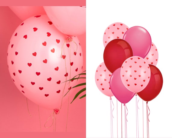 Ballon Joyeuse Saint Valentin forme coeur noir rose motif coeur