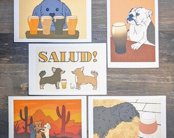 Dogs and beer mini art prints