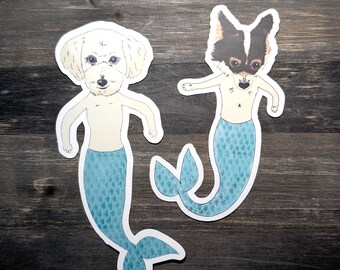 Mermaid dog stickers, funny halloween costumes