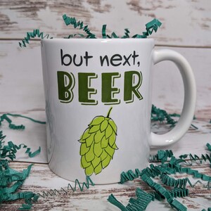 Beer lover mug 11 oz ceramic coffee cup with hop cone illustration