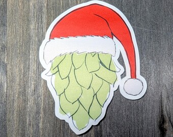 Christmas beer hop sticker, Hoppy Santa