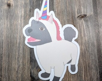 Unicorn costume shih tzu sticker, funny halloween dog art