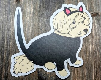 Halloween dog in cat costume sticker, shih tzu parent gift