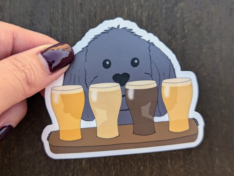 Paws and Pints, dog serving beer flight sticker