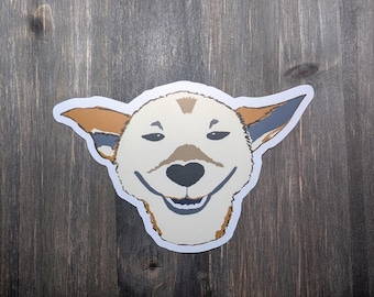 Shiba inu sticker, funny stoner dog smiling meme