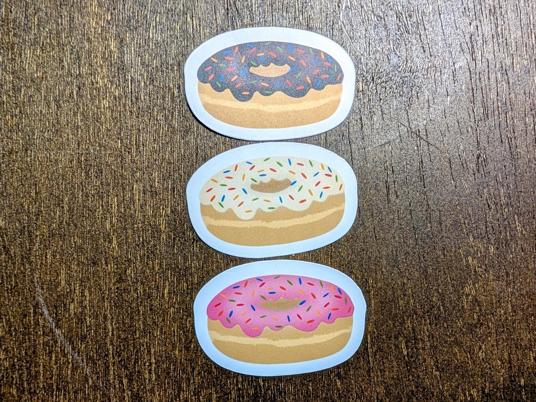 Simple Donut Basic Sticker Donut Sticker Set, Pink Strawberry Chocolate Vanilla Frosted Donut ...