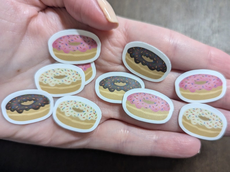 Simple Donut Basic Sticker Mini Donut Sticker Pack, Pink Frosted Donut Glazed, Chocolate Vanilla ...