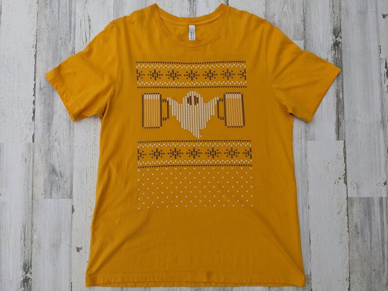 Halloween Knit Design Drinking Ghost Tee