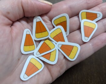 Mini Halloween candy corn sticker, spooky art collection, bundle of 10
