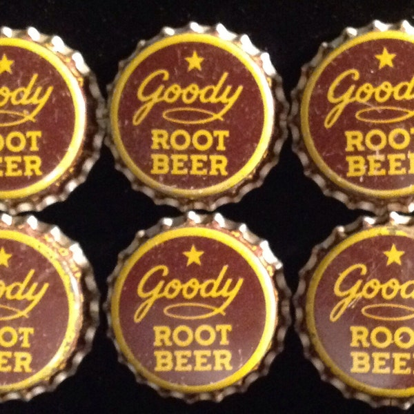 6 GOODY ROOT BEER soda bottle caps cork