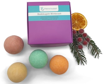 Bolas de baño de invierno en la caja de regalo: veganas, sin aceite de palma y sin plástico