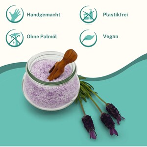 Badesalz Lavendel vegan, pamölfrei und ohne Plastik Bild 3
