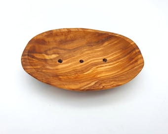 Olive wood soap dish flat