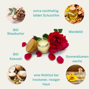 Handbalsam Rose sehr reichhaltig für trockene Haut vegan, ohne Palmöl und plastikfrei Bild 4