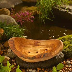 Olive wood soap dish rustic