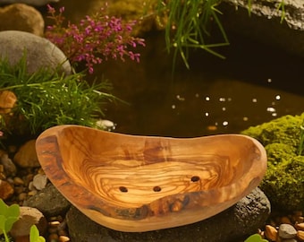 Olive wood soap dish rustic