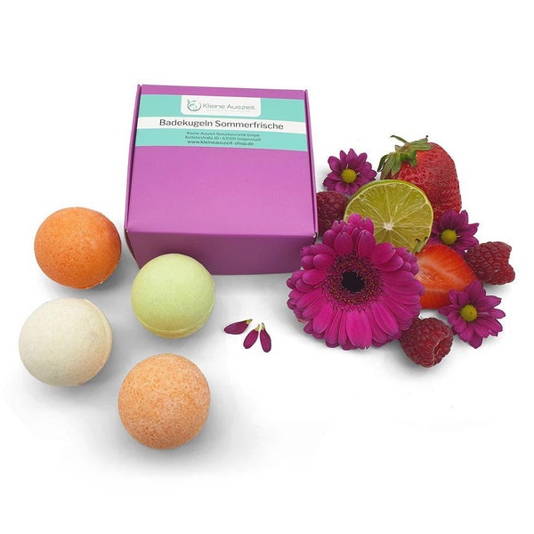 Bath balls summer resort - bombes de bain dans le coffret cadeau, végétalien, sans huile de palme et sans plastique