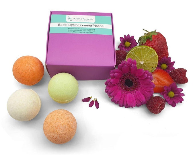 Bath balls summer resort - bombes de bain dans le coffret cadeau, végétalien, sans huile de palme et sans plastique