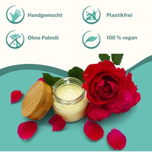 Handbalsam Rose sehr reichhaltig für trockene Haut vegan, ohne Palmöl und plastikfrei Bild 3