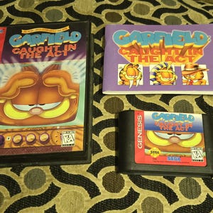 Authentic Garfield caught in the act  for sega  with original box comic and manual