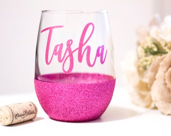 Glitter Wine Glass Etsy