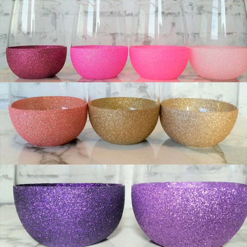 Stemless Personalized glitter wine glass Gifts for Bridesmaids Gifts for friends Wine lovers Glass with name Large wine glasses image 5