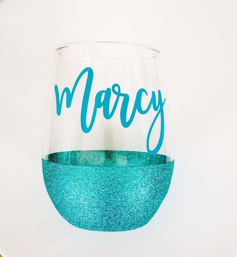 Stemless Personalized glitter wine glass Gifts for Bridesmaids Gifts for friends Wine lovers Glass with name Large wine glasses image 4