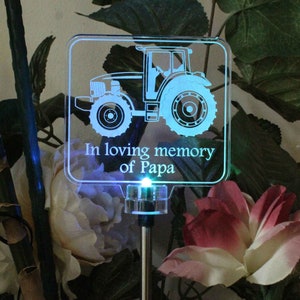 Personalized tractor Solar Light, Grave Marker, Memorial Plaque, Garden Light, Cemetery plaque, Outdoor, Sympathy Bereavement Gift 2 sizes zdjęcie 10