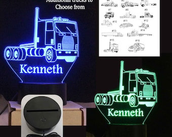 Semi Truck Night light, Personalized Memorial Gift, Sympathy Gift, Gift for Dad, Remembrance gift, Fathers day gift, gift for grandpa
