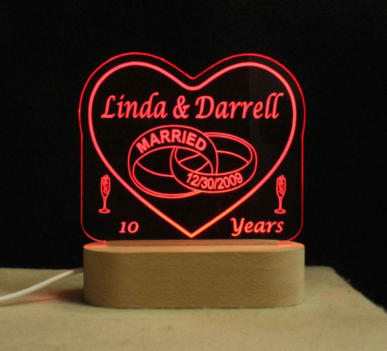 USB110V240V Multicolor light Personalized Wedding Anniversary Table Top Night Light
