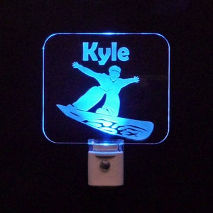 Personalized Snowboarder Night Light, LED Lamp