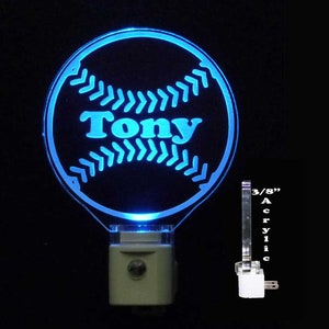 Kids Personalized Baseball Night Light LED Sport night lightlight, Gift for him image 1