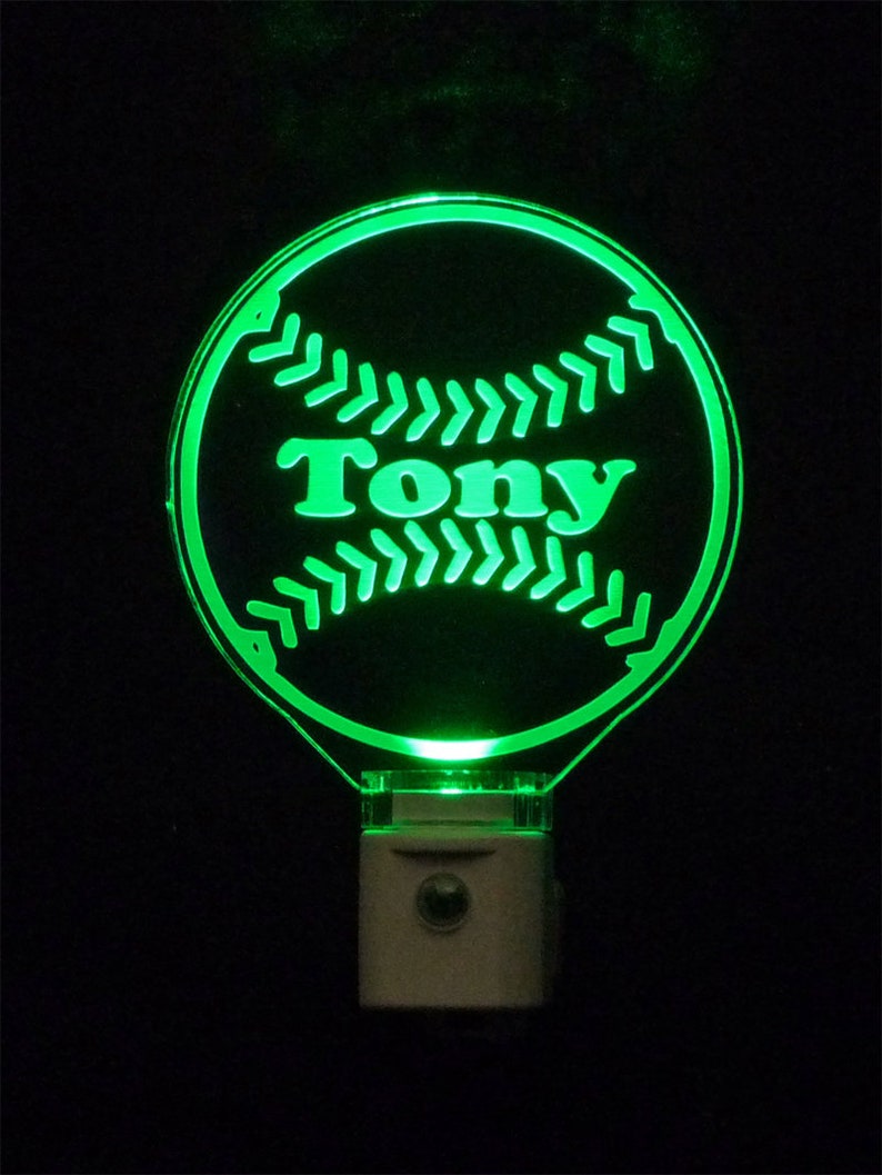 Kids Personalized Baseball Night Light LED Sport night lightlight, Gift for him image 3