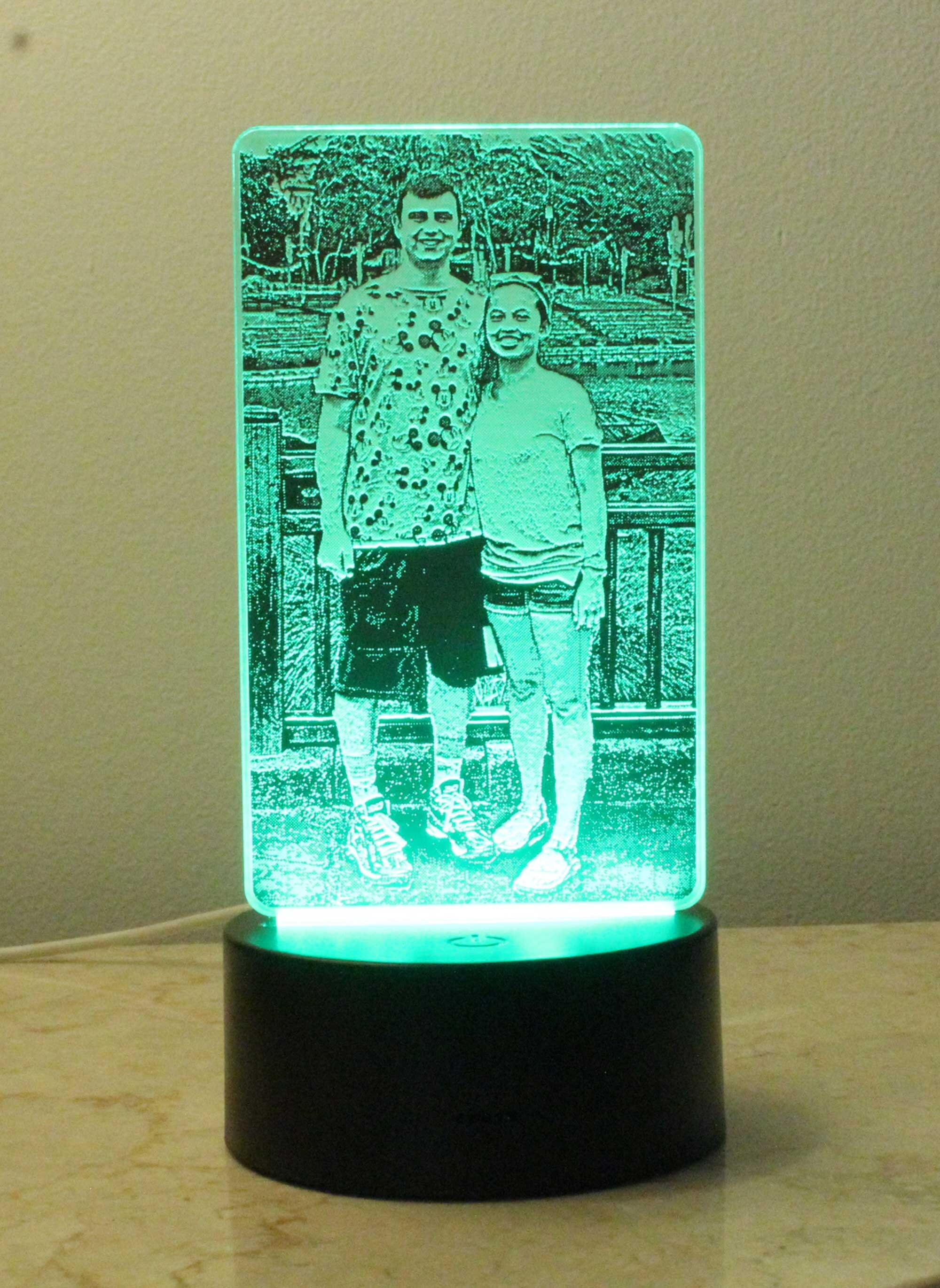 Personalized Photo Etched Table Top Night Light Multicolor Etsy