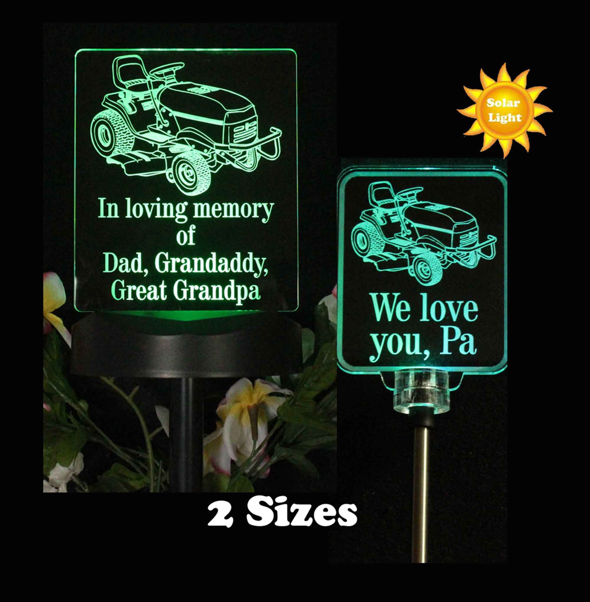 PERSONZ WONDERFUL MEMORIES LIGHT Personalized Lawnmower Solar Light, Grave Marker, Memorial