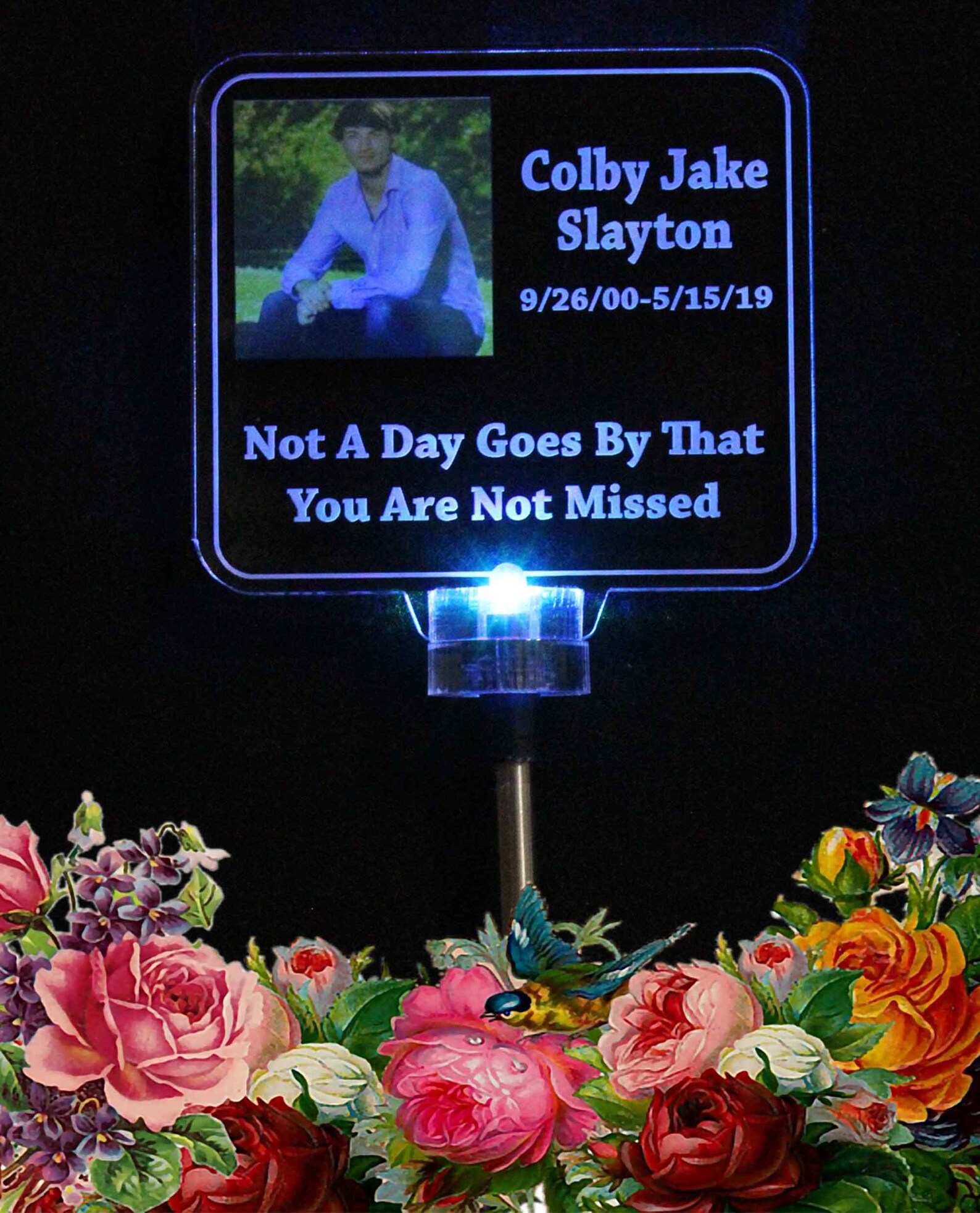 Personalized Solar light grave Marker with Photo UV outdoor Etsy