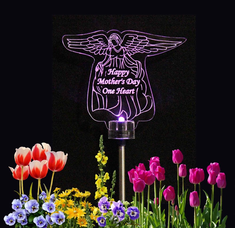 Personalized Angel solar light Grave marker Garden light Etsy