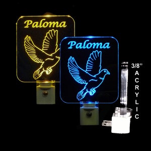 Personalized Dove LED Night Light,  Lamp, Handmade, Bird, gift for women