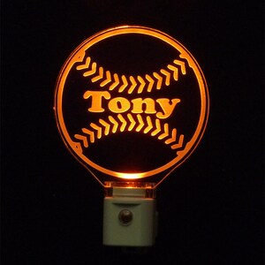 Kids Personalized Baseball Night Light LED Sport night lightlight, Gift for him image 6