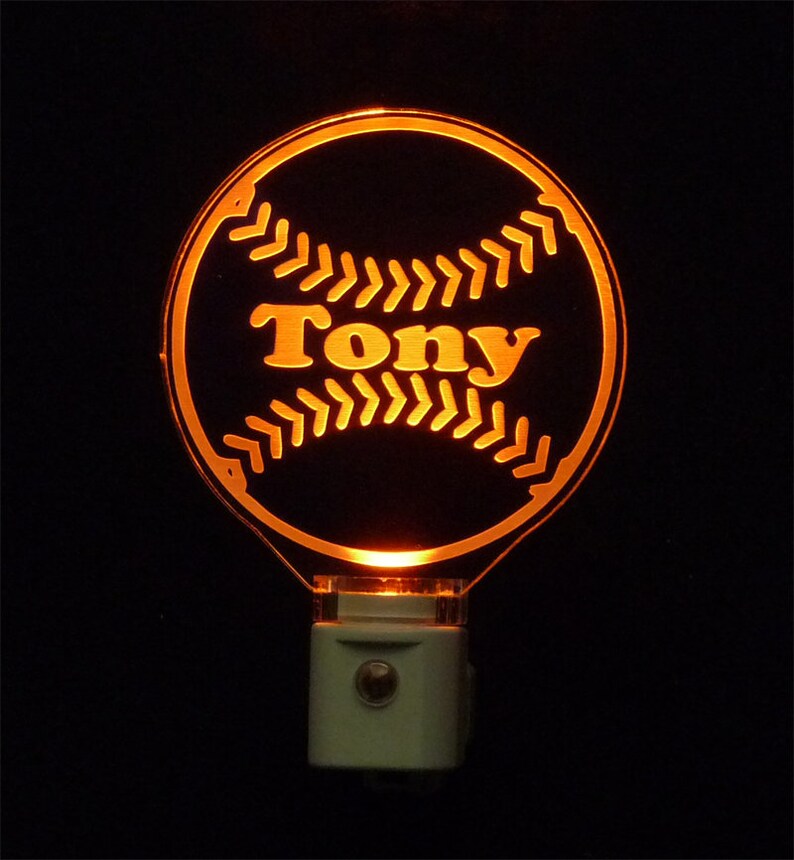 Kids Personalized Baseball Night Light LED Sport night lightlight, Gift for him image 6