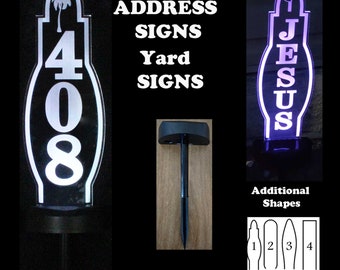 Lighted House number, Custom Solar Address sign, yard sign